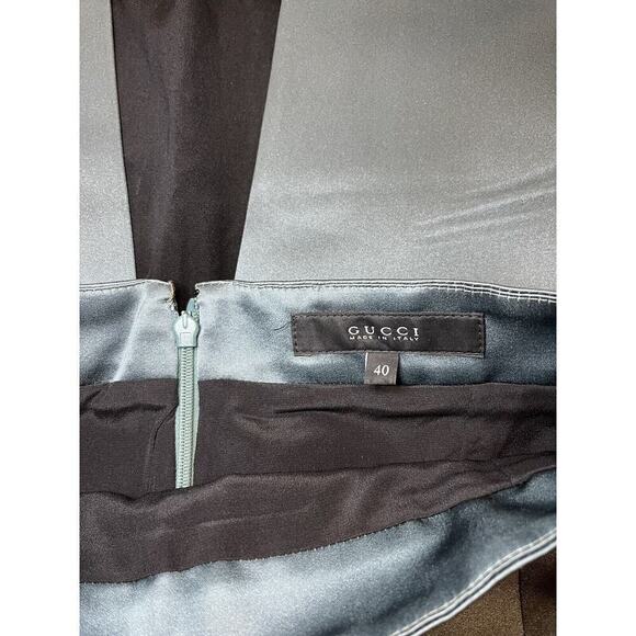 Gucci Made in Italy 100% silk Deep Blue/Gray Pencil Skirt with Slit Size 40/S - Picture 5 of 10